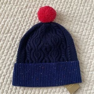 Burberry Colour Block Wool and Cashmere Beanie in Navy